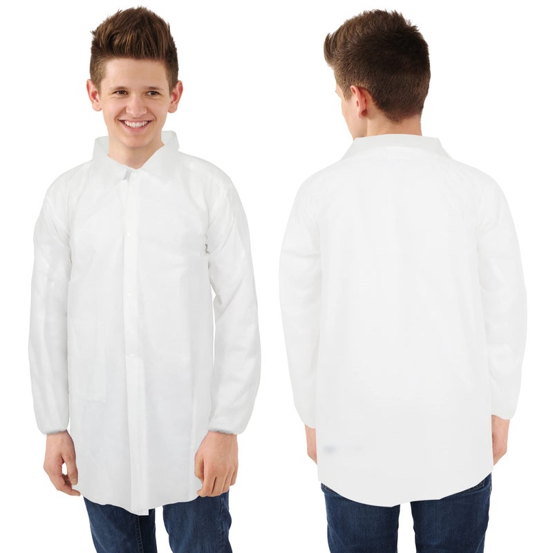 AQT LLC Disposable Lab Coats for Kids, 12 Pack - Scientist Coats - Doctor Coat - Lab Coats for Science Party (Youth Small) - Image 1